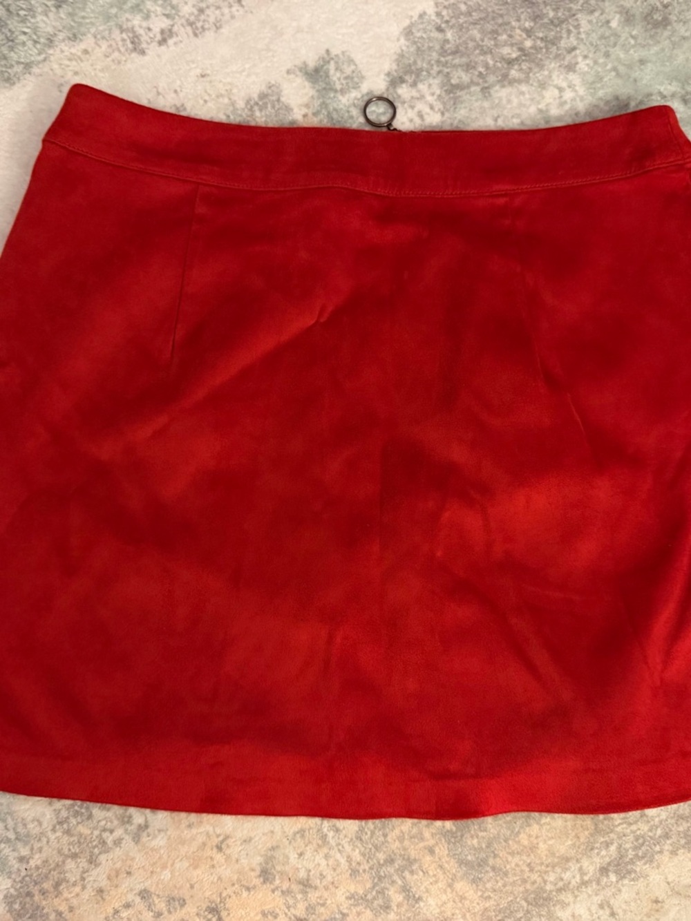 Zara Red Suede Mini Skirt with Front Zip - Picture 3 of 3